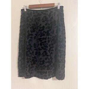 Vintage Field Manor  Women's Black Valvet Burnout Beaded Floral  Skirt Size 10